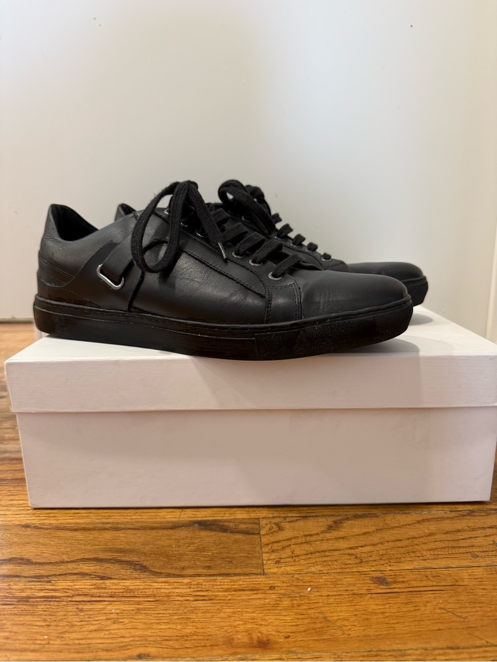 Versace Collection Black Leather Low-Top Sneakers
